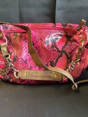 Beautiful Gretta Pink/Black Snakeskin Bag